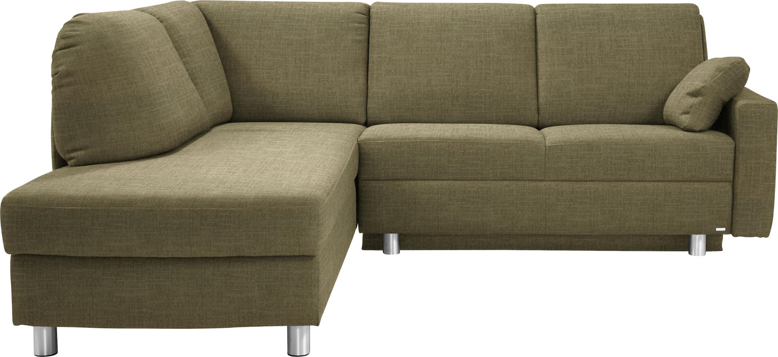 ECKSOFA 208/227 cm  in Chenille Olivgrün Zierkissen, Armlehnenkissen  208/227 cm  - Alufarben/Olivgrün, KONVENTIONELL, Textil/Metall (208/227cm) - Sedda