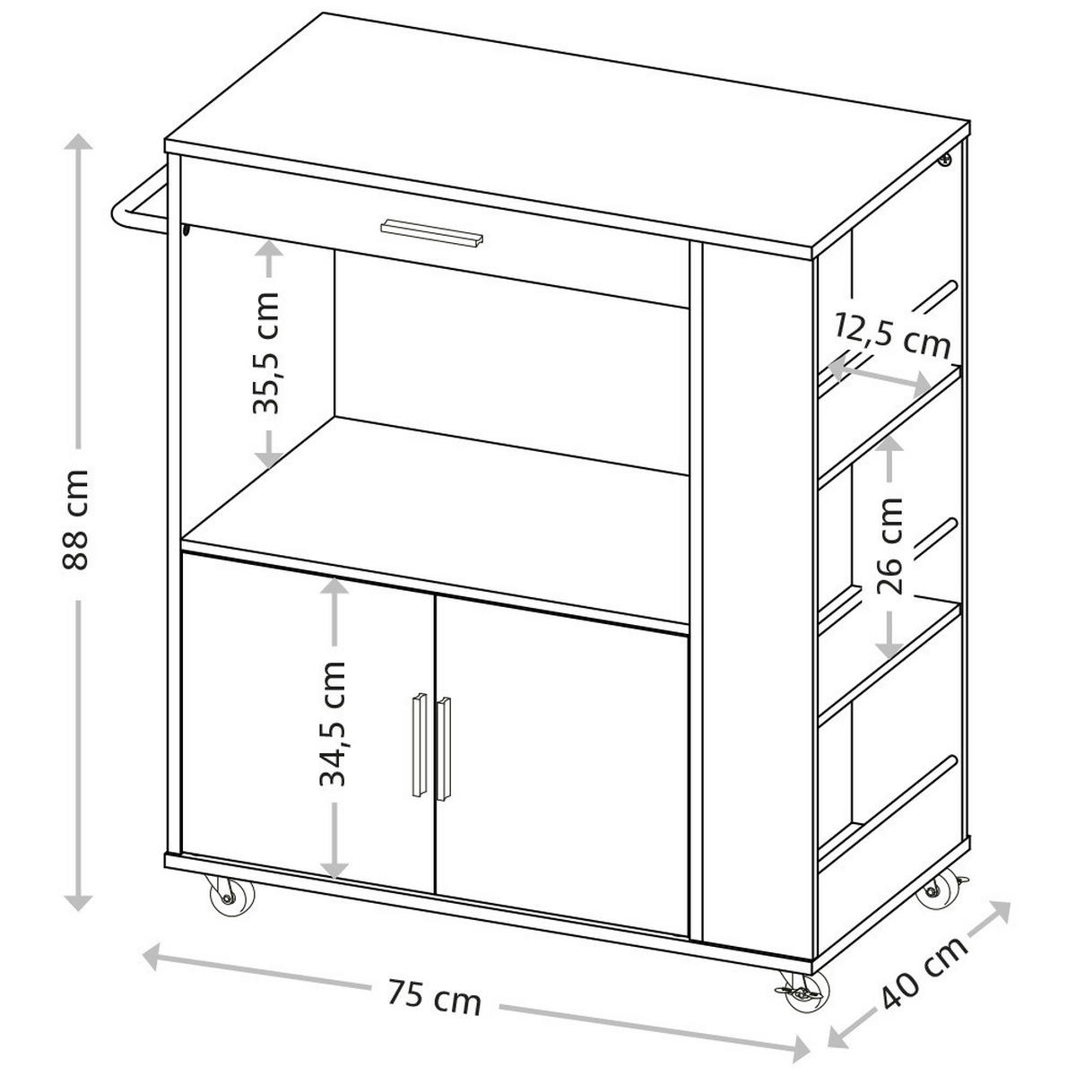 SERVIERWAGEN in Anthrazit, Eichefarben  - Eichefarben/Anthrazit, Basics, Holz/Holzwerkstoff (75/40/88cm) - Kesper