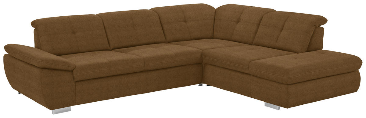 ECKSOFA in Mikrofaser Braun  - Braun, Design, Textil/Metall (318/260cm) - Beldomo Speed