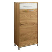 SCHUHSCHRANK  in 44/105/37 cm  - Edelstahlfarben/Eichefarben, Natur, Glas/Holz (44/105/37cm) - Novel