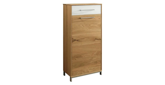 SCHUHSCHRANK in 44/105/37 cm - Edelstahlfarben/Eichefarben, Natur, Glas/Holz (44/105/37cm) - Novel