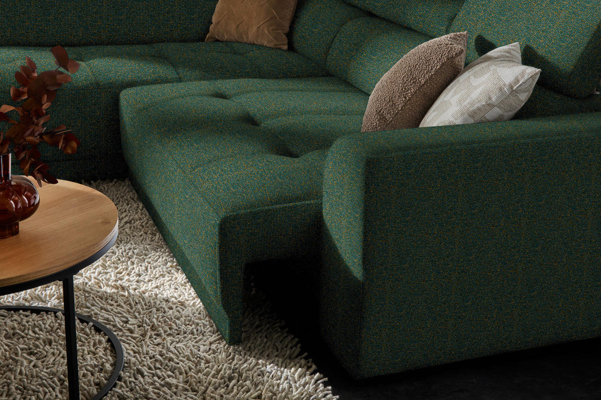 ECKSOFA in Struktur Grün  205/284 cm  - Schwarz/Grün, Design, Kunststoff/Textil (205/284cm) - Xora