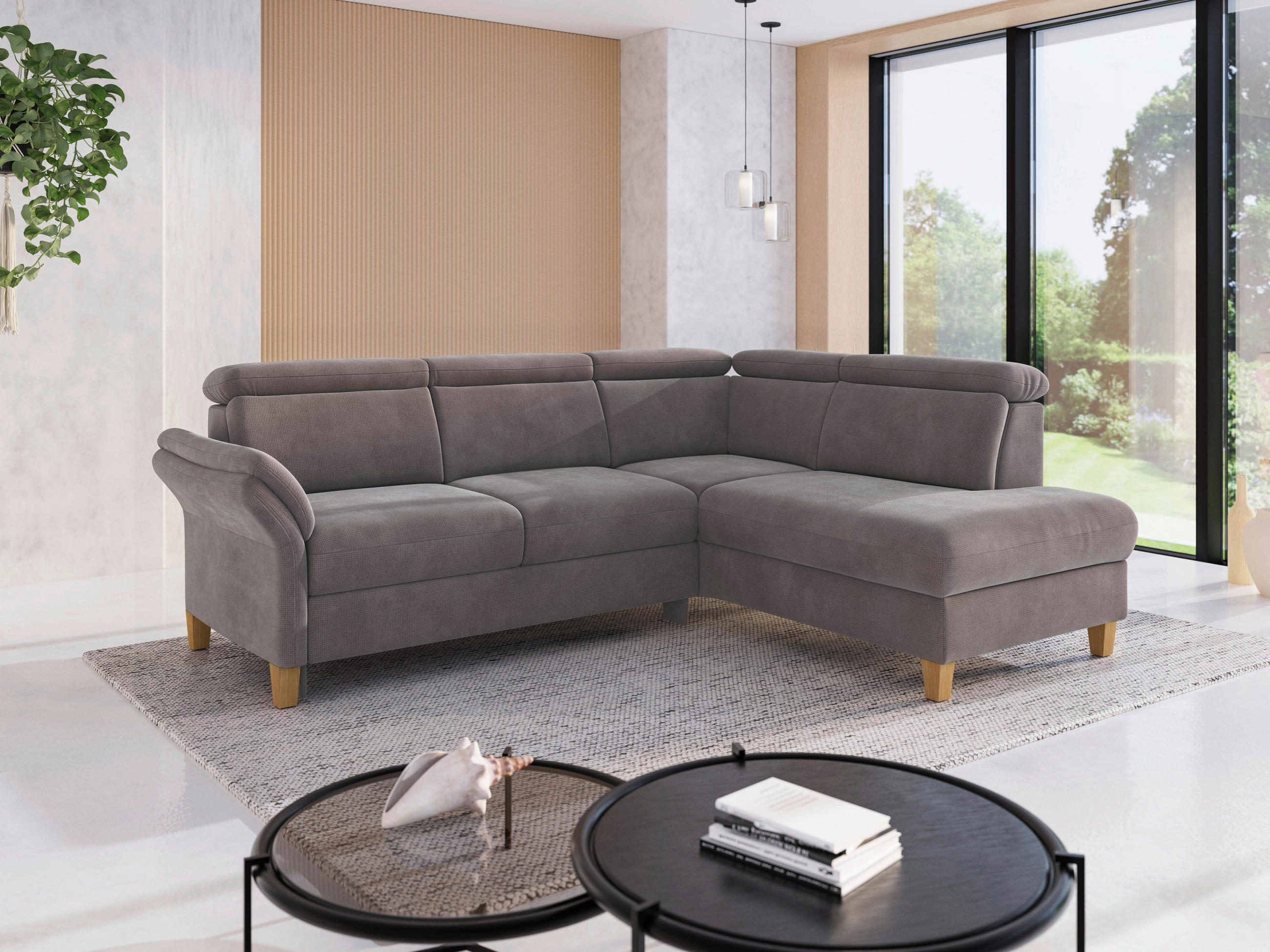 Sit & More ROHOVÁ SEDAČKA, textil, šedohnědá