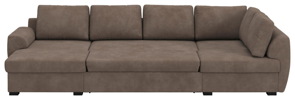 SJEDEĆA GARNITURA tekstil  taupe   - crna/taupe, Trend, tekstil/plastika (154/327/86cm) - MID.YOU