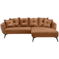 ECKSOFA Cognac Lederlook  - Cognac/Schwarz, MODERN, Textil/Metall (277/162cm) - Livetastic