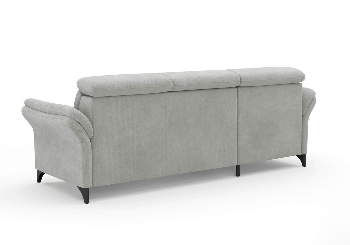 ECKSOFA GLENDALE E Silberfarben Flachgewebe  - Silberfarben/Schwarz, KONVENTIONELL, Textil/Metall (253/166cm) - Sit & More