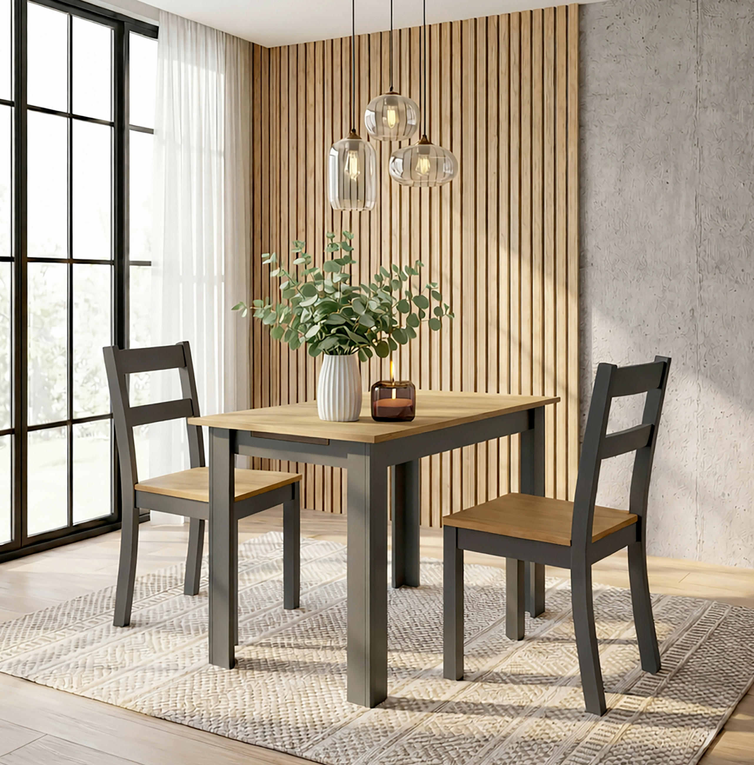 ÉTKEZŐASZTAL - antracit/fehér, Modern, faalapú anyag (109/75/80cm) - MID.YOU
