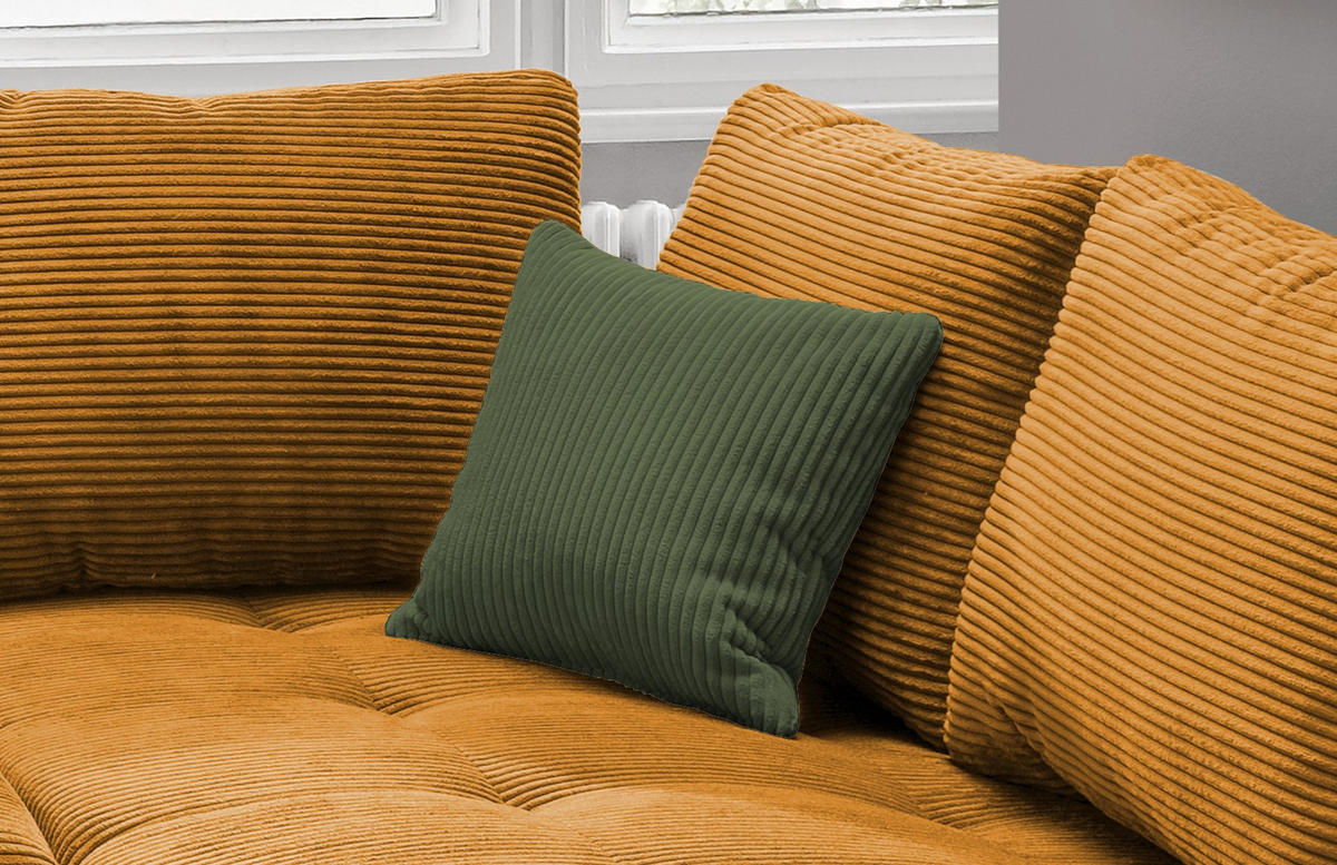 KUTNA GARNITURA tekstil  konjak   - tamno zelena/konjak, Design, tekstil/drvo (298/202cm) - MID.YOU