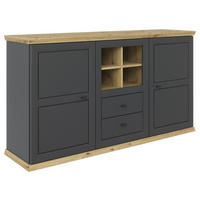 KOMODA, dub artisan, 160,2/89,3/43 cm - barvy dubu/antracitová, Design, kov/kompozitní dřevo (160,2/89,3/43cm) - Hom`in