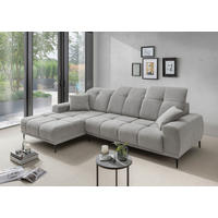 ECKSOFA NESTO in Chenille Grau  187/292 cm  - Schwarz/Grau, Basics, Textil/Metall (187/292cm) - Livetastic