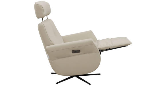 RELAXSESSEL Artù Echtleder Relaxfunktion, Kopfteilverstellung, Rücken echt    - Creme, Design, Leder (71/110/80cm) - Novel