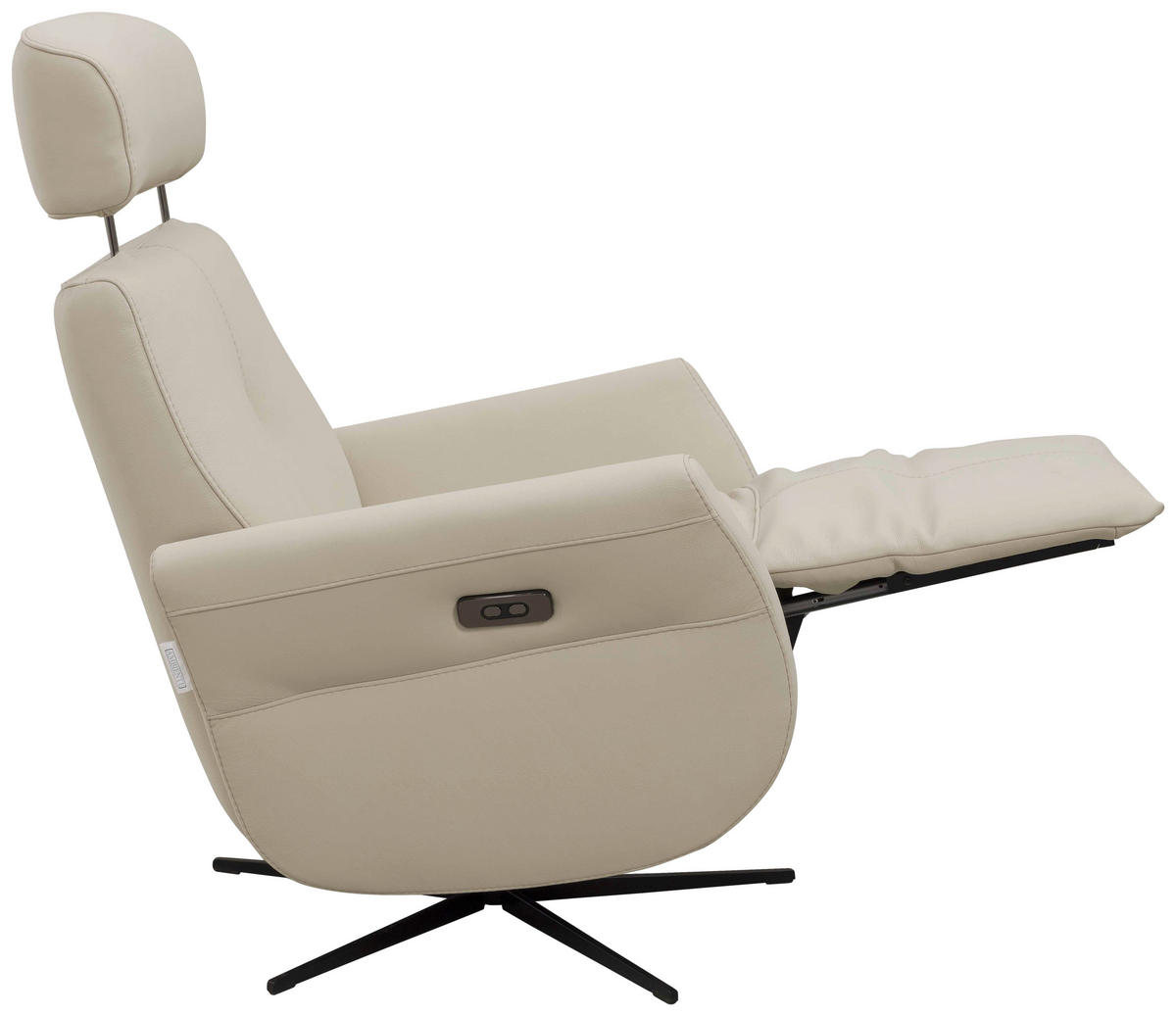 RELAXSESSEL Artù Echtleder Relaxfunktion, Kopfteilverstellung, Rücken echt    - Creme, Design, Leder (71/110/80cm) - Novel