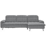 ECKSOFA in Chenille Grau  - Schwarz/Grau, LIFESTYLE, Textil/Metall (310/180cm) - Valnatura