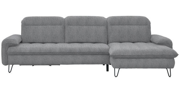 ECKSOFA in Chenille Grau  - Schwarz/Grau, LIFESTYLE, Textil/Metall (310/180cm) - Valnatura