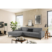 ECKSOFA in Cord Grau  - Schwarz/Grau, Design, Textil/Metall (185-209/298cm) - Pure Home Lifestyle