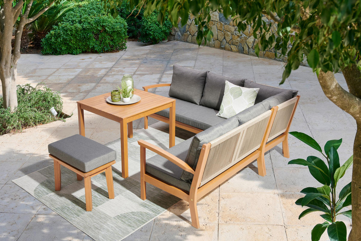 GARTENSET   - Hellgrau/Grau, Design, Holz/Metall (195/195cm) - Ambia Garden