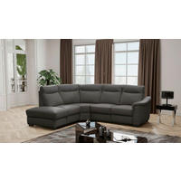 ECKSOFA Lederlook Echtleder Anthrazit  - Wengefarben/Anthrazit, Design, Leder/Holz (229/260cm) - Livetastic
