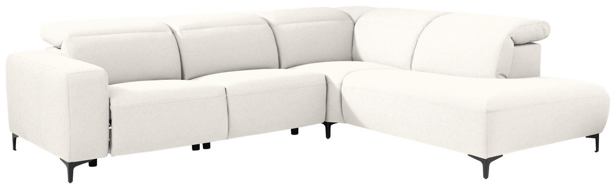 ECKSOFA Beige Flachgewebe  - Beige/Schwarz, Design, Textil/Metall (290/238cm) - Pure Home Lifestyle