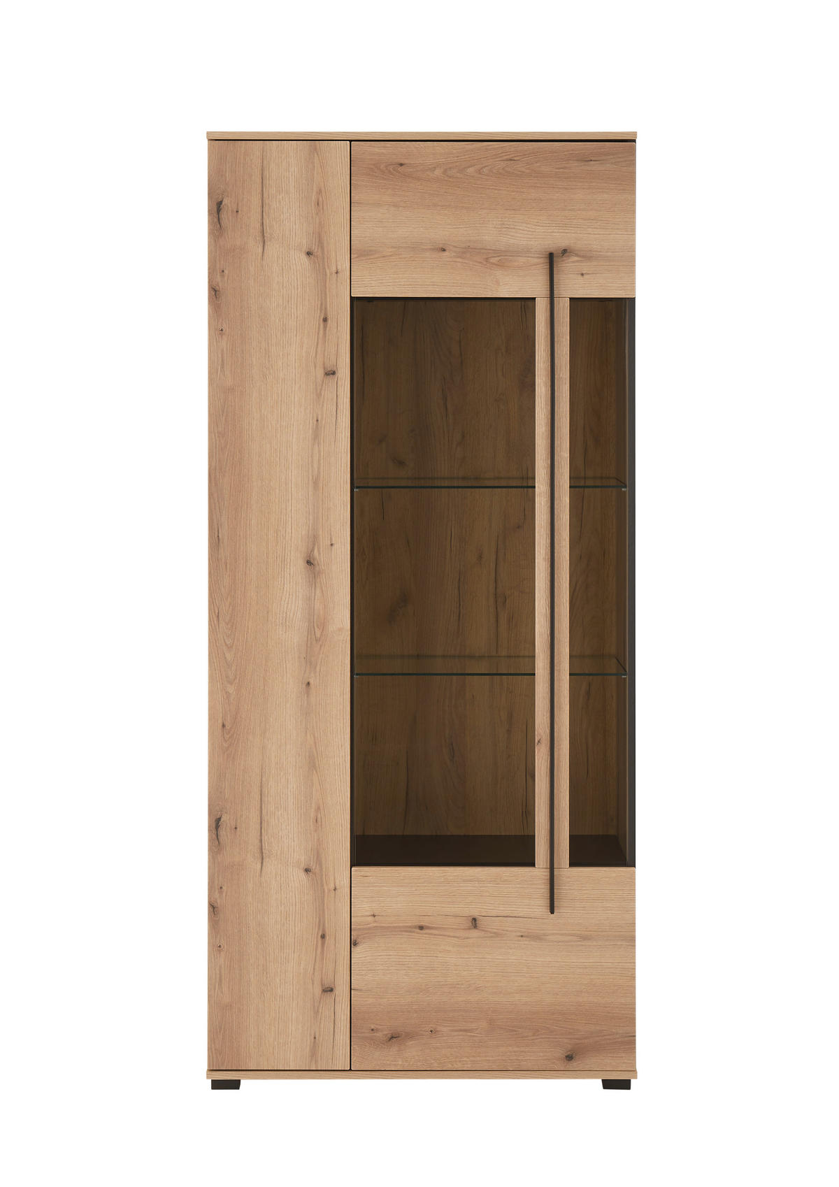 VITRINE  in Eichefarben  - Eichefarben/Schwarz, Design, Glas/Holzwerkstoff (90/200/37cm) - Livetastic