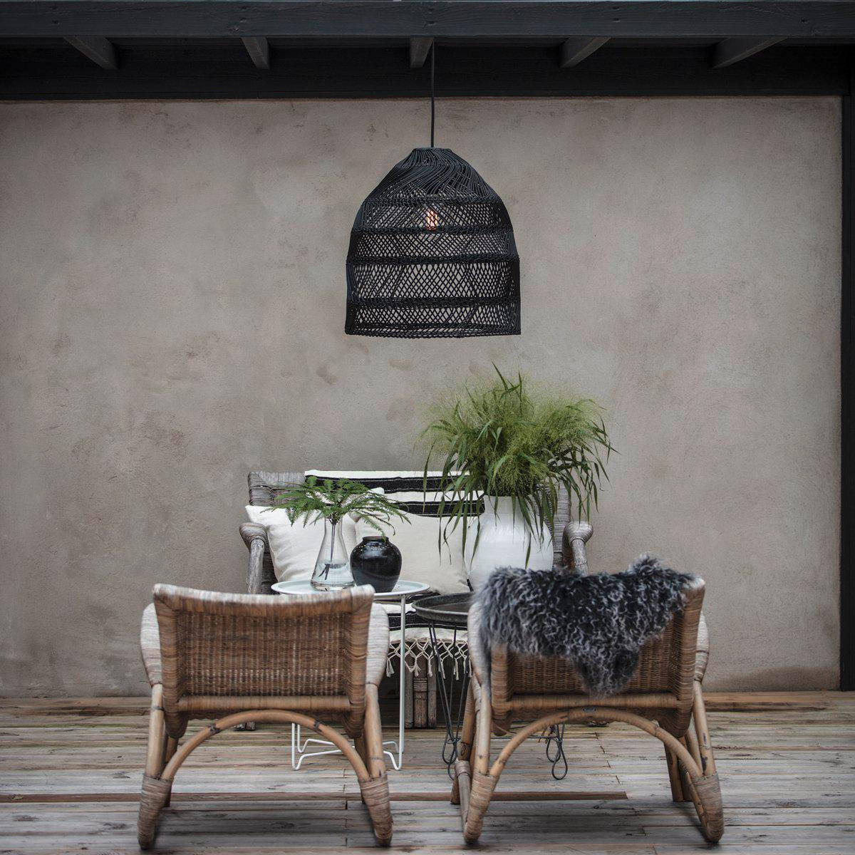 AUßENHÄNGELEUCHTE Maja 53/59,5 cm   - Schwarz, Natur, Naturmaterialien (53/59,5cm) - PR Home