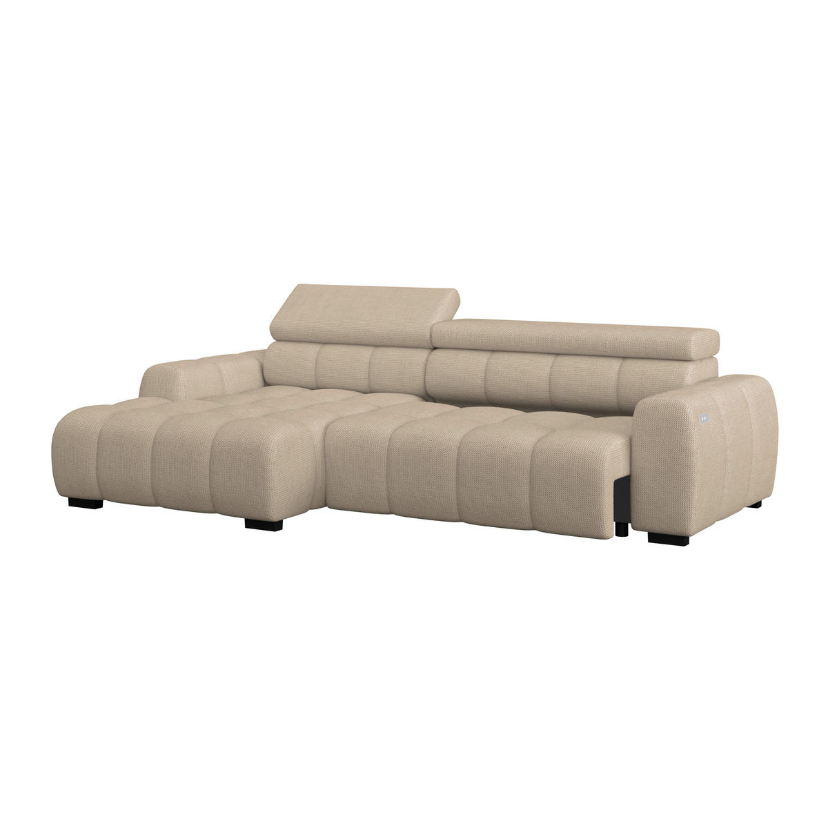 ECKSOFA Beige Webstoff  - Beige/Schwarz, Trend, Kunststoff/Textil (168/285cm) - Livetastic