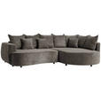 ECKSOFA in Chenille Dunkelbraun  - Dunkelbraun/Schwarz, Design, Kunststoff/Textil (307/194cm) - Carryhome