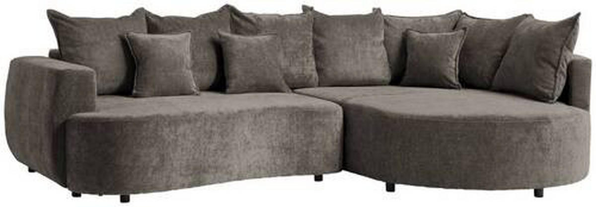 ECKSOFA in Chenille Dunkelbraun  - Dunkelbraun/Schwarz, Design, Kunststoff/Textil (307/194cm) - Carryhome