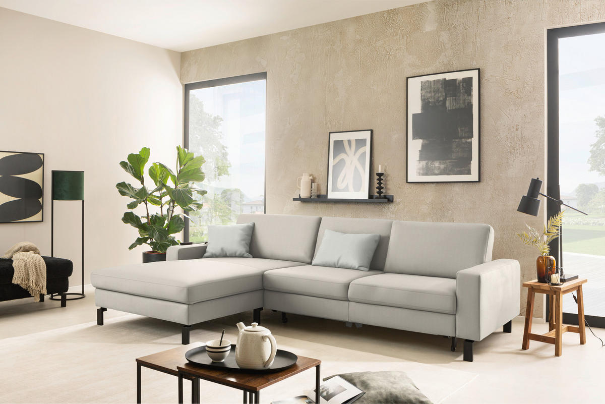 ECKSOFA Cord Naturfarben  - Schwarz/Naturfarben, Design, Textil/Metall (185/298cm) - Pure Home Lifestyle