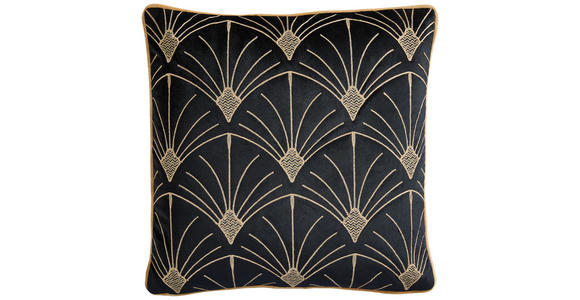 KISSENHÜLLE SARY 45/45 cm  - Goldfarben/Schwarz, Design, Textil (45/45cm) - Novel