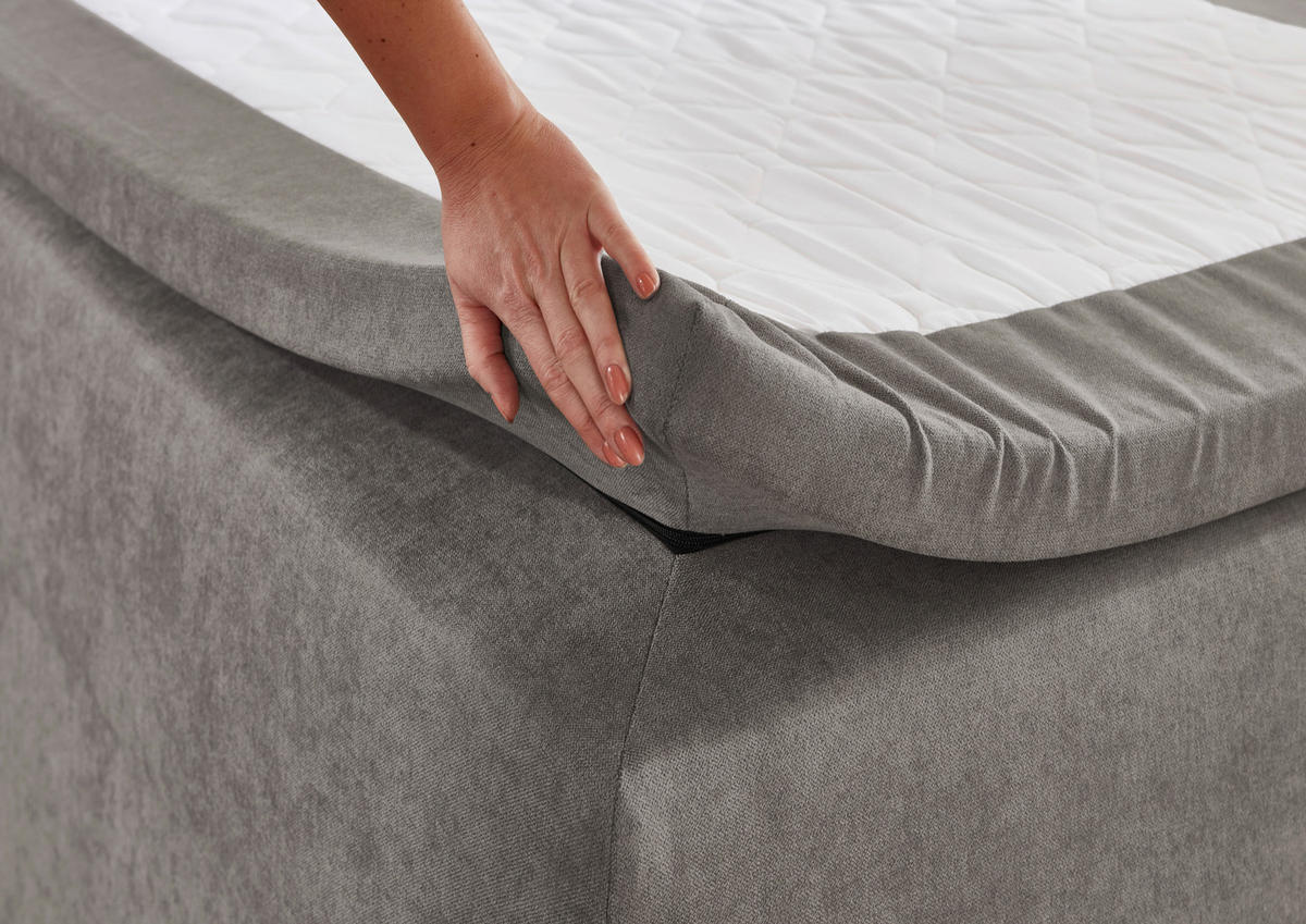 BOXSPRINGBETT 100/200 cm  in Grau  - Schwarz/Grau, KONVENTIONELL, Kunststoff/Textil (100/200cm) - Boxxx