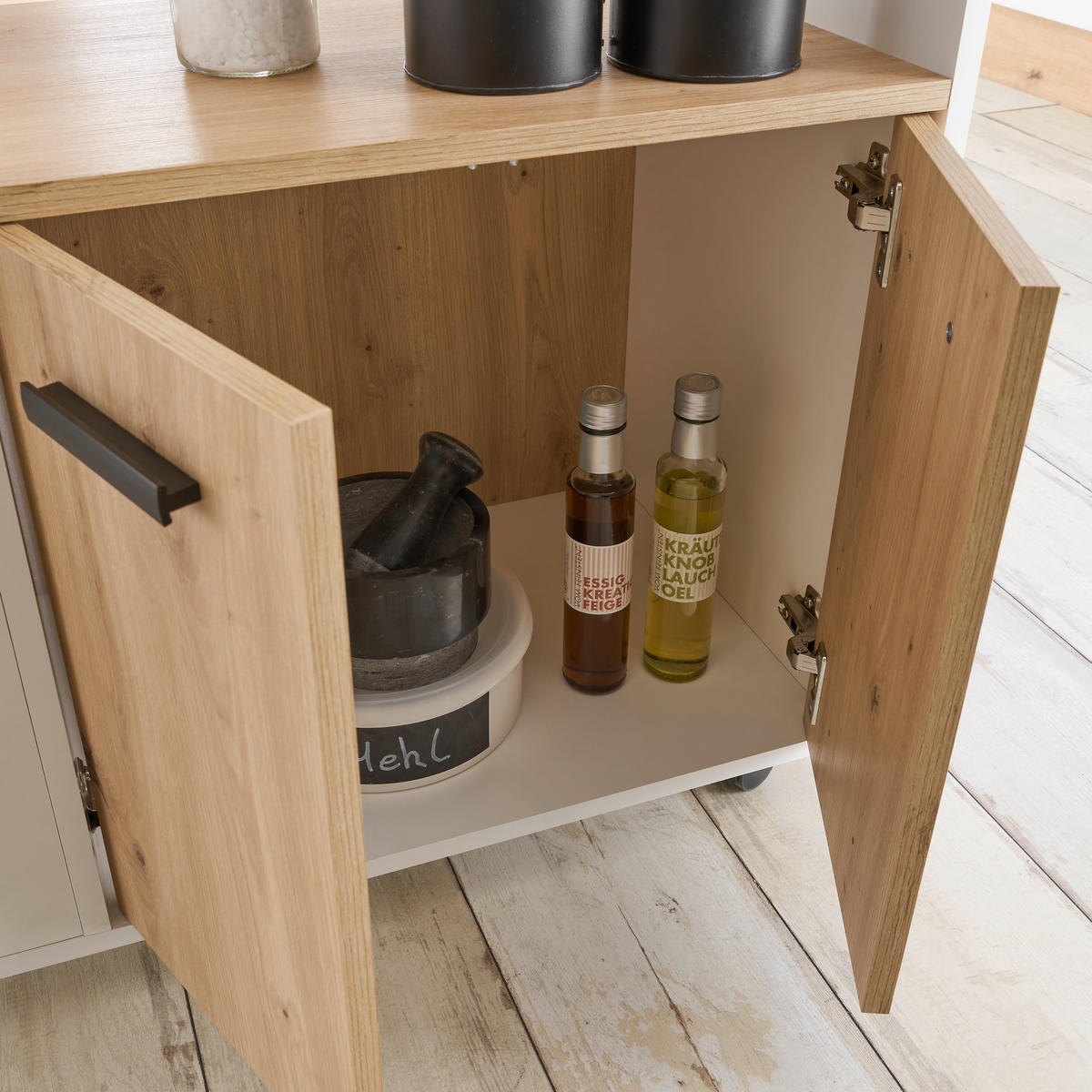 BARWAGEN in Weiß, Eiche Artisan  - Weiß/Eiche Artisan, Design, Holzwerkstoff/Kunststoff (75/79,5/40cm) - MID.YOU