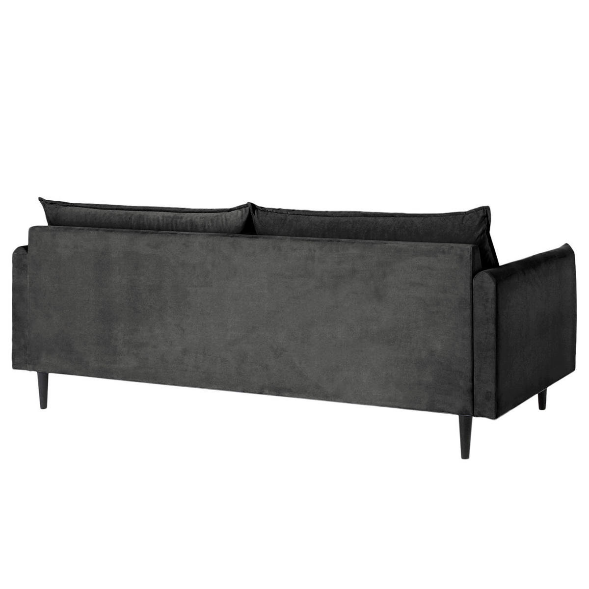 3-SITZER-SOFA Samt Schwarz  - Schwarz, Design, Holz/Textil (203/86/100cm) - P & B