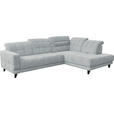 ECKSOFA  in Webstoff Hellgrau  302/216 cm  - Hellgrau/Schwarz, Design, Holz/Textil (302/216cm) - Xora