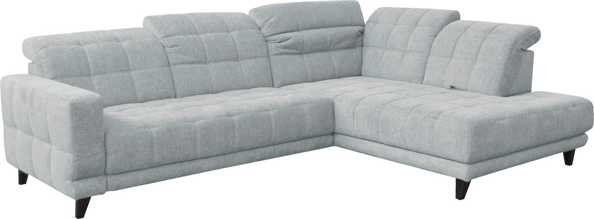 ECKSOFA  in Webstoff Hellgrau  302/216 cm  - Hellgrau/Schwarz, Design, Holz/Textil (302/216cm) - Xora