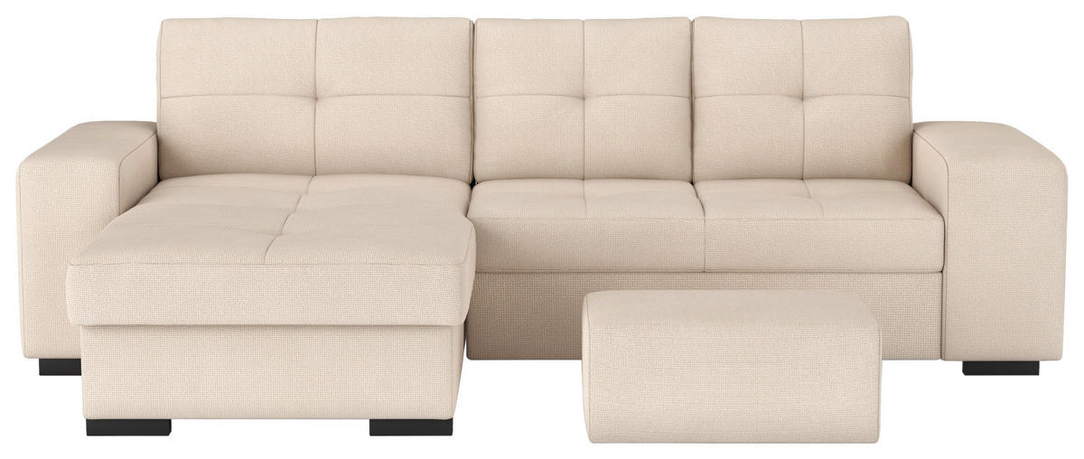 ECKSCHLAFSOFA Naturfarben Mikrofaser  - Schwarz/Naturfarben, MODERN, Kunststoff/Textil (156/268cm) - MID.YOU