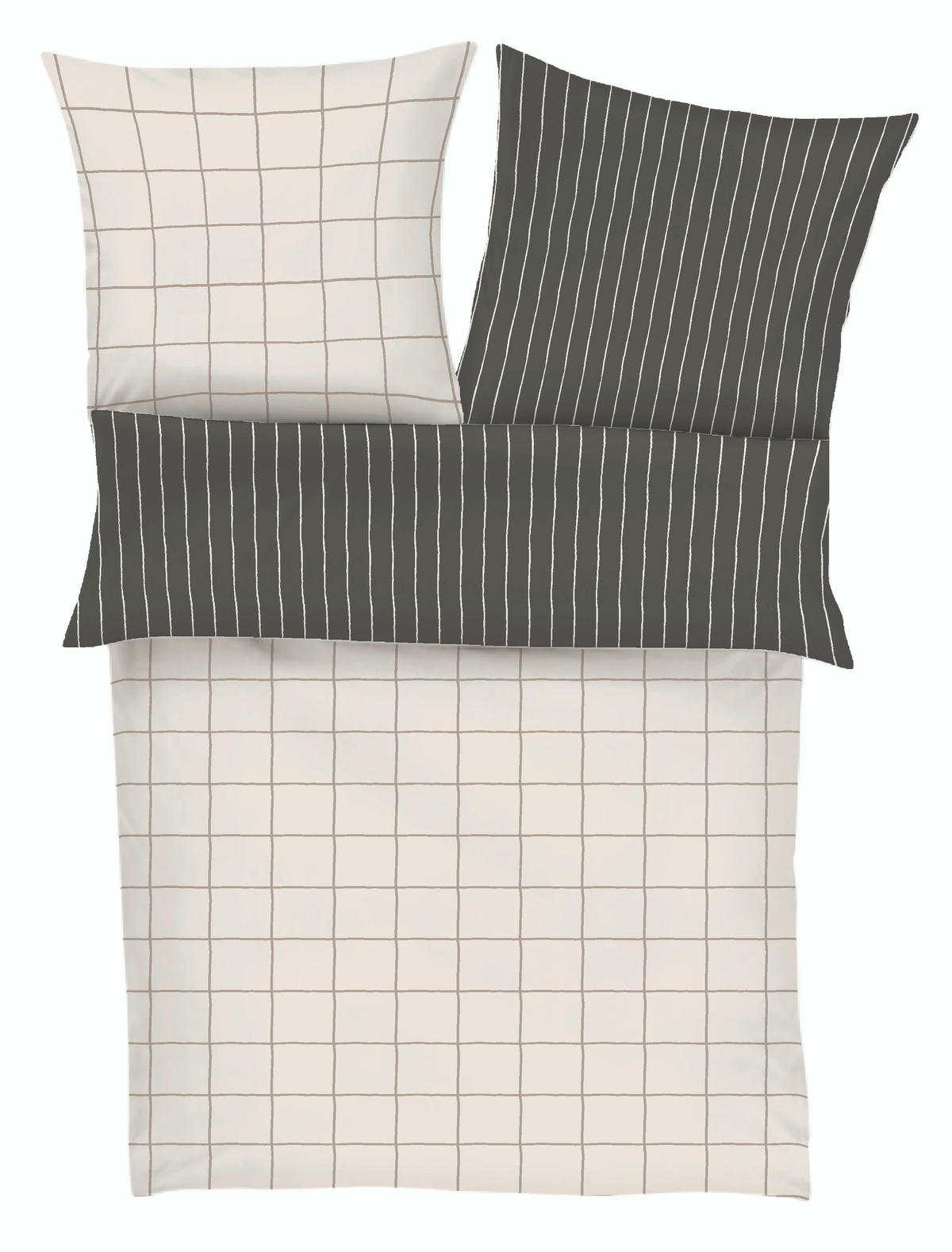WENDEBETTWÄSCHE Makosatin 140/200 cm  - Beige/Grau, Design, Textil (140/200cm) - S. Oliver
