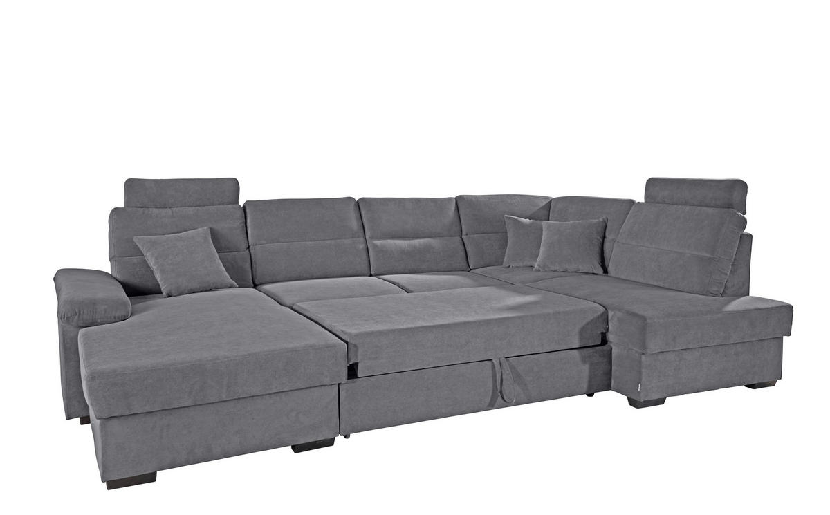 WOHNLANDSCHAFT  in Flachgewebe Anthrazit  - Dunkelbraun/Anthrazit, KONVENTIONELL, Kunststoff/Textil (166/319/183cm) - Cantus