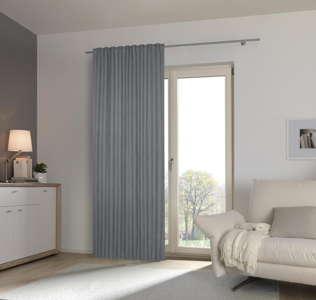 GOTOVA ZAVESA srebrna - srebrna, Osnovno, tekstil (135/245cm) - Esposa
