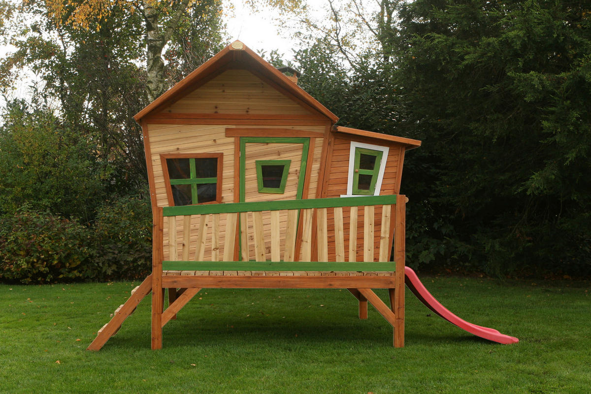 SPIELTURM 345/229/180 cm axi  - Rot/Braun, Basics, Holz (345/229/180cm) - Ambia Garden