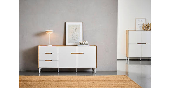 SIDEBOARD Weiß, Eiche Artisan  - Eiche Artisan/Weiß, Design, Holzwerkstoff/Metall (164/78/40cm) - Carryhome