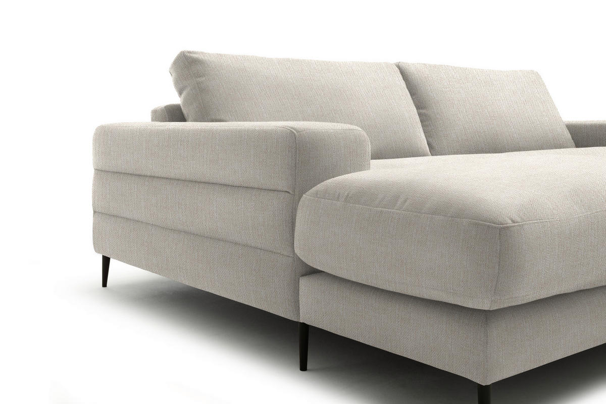 ECKSOFA in Flachgewebe Naturfarben  177/253 cm  - Schwarz/Naturfarben, Design, Textil/Metall (177/253cm) - Dieter Knoll