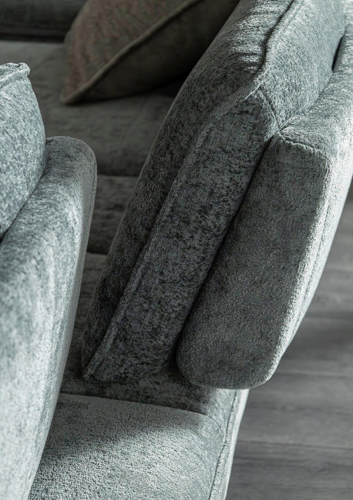 ECKSOFA in Chenille Graublau  - Graublau/Anthrazit, Design, Textil/Metall (160/310cm) - Joop!