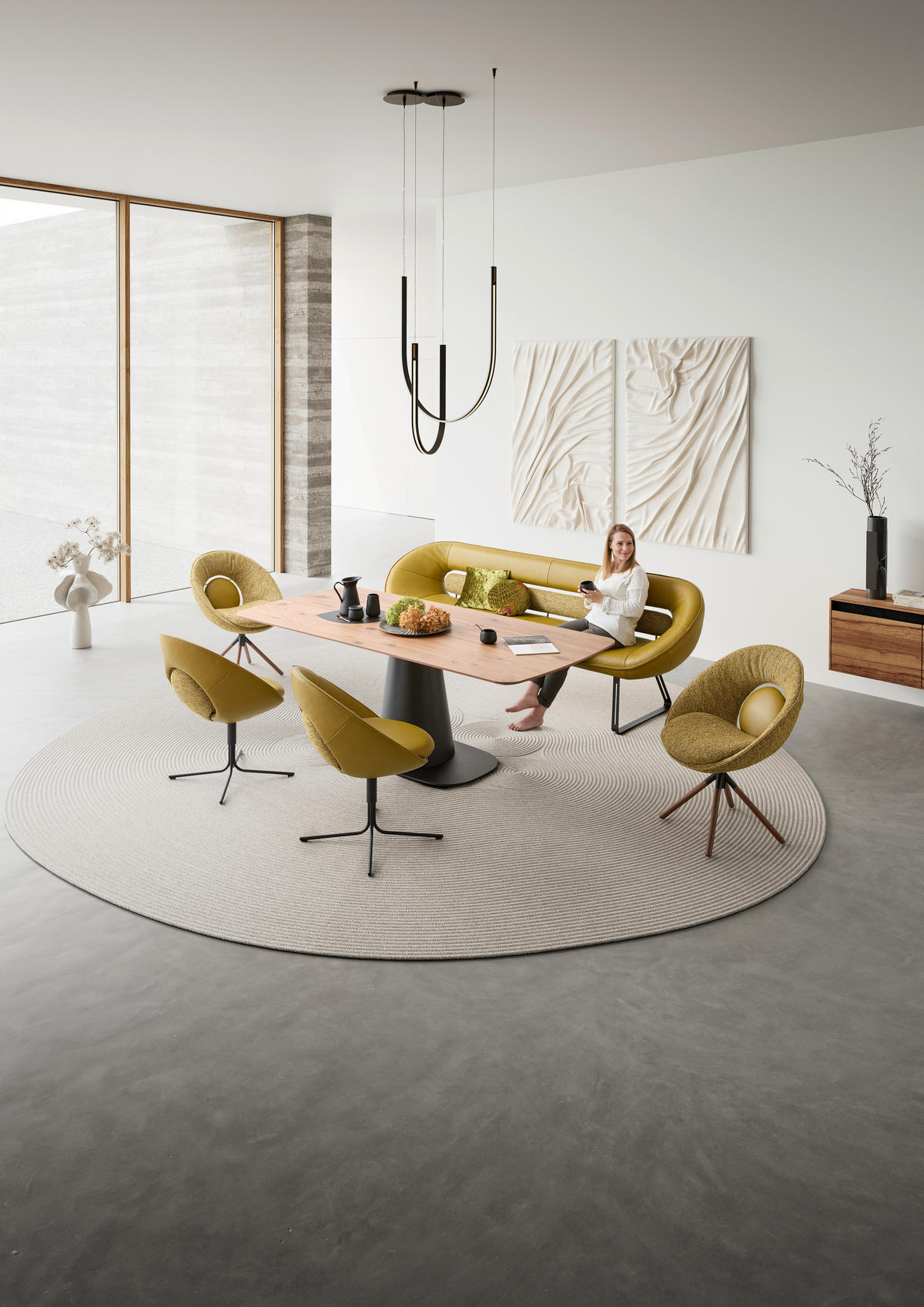 SITZBANK Leder Senfgelb  - Beige/Senfgelb, Design, Leder/Textil (260/89/68cm) - Koinor