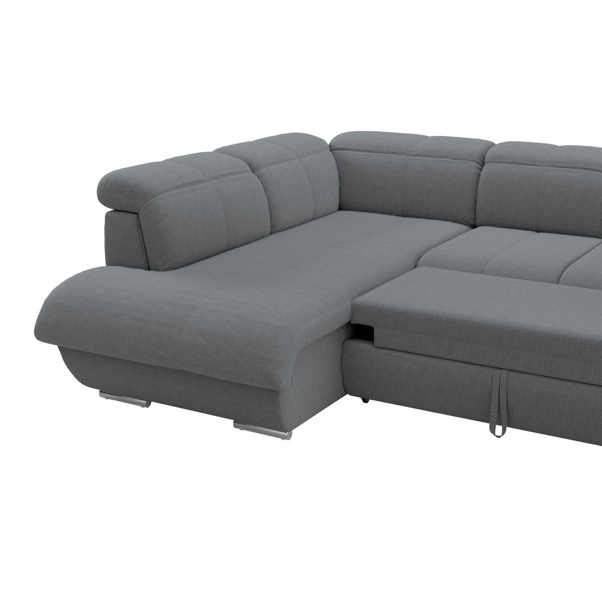 WOHNLANDSCHAFT MULTI Anthrazit Chenille  - Chromfarben/Anthrazit, MODERN, Textil/Metall (228/345/184cm) - Livetastic