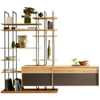 WOHNWAND  in Buchefarben, Dunkelbraun  256,4/214,6/47 cm  - Dunkelbraun/Buchefarben, Design, Glas/Holz (256,4/214,6/47cm) - Anrei