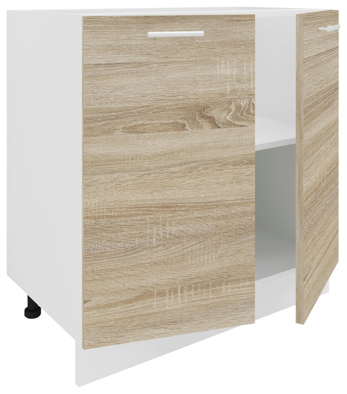 KÜCHENUNTERSCHRANK 80/82/46 cm  in Weiß, Sonoma Eiche  - Alufarben/Weiß, KONVENTIONELL, Holzwerkstoff/Metall (80/82/46cm) - MID.YOU