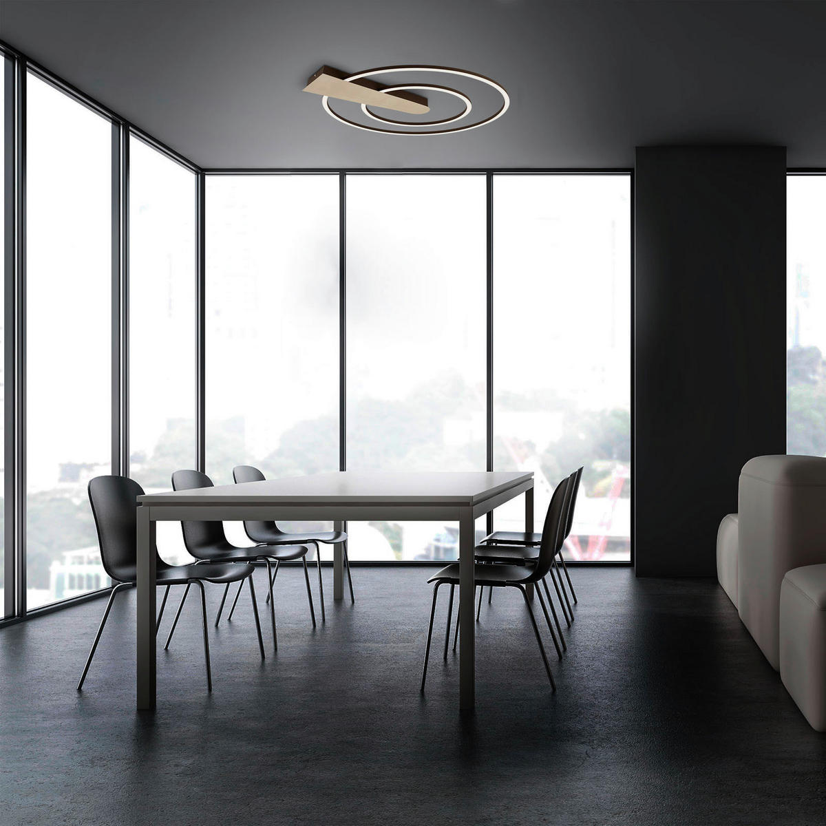 LED-TAKLAMPA Nova Duo 55/49,5/4 cm  - brun/guldfärgad, Basics, metall/plast (55/49,5/4cm)