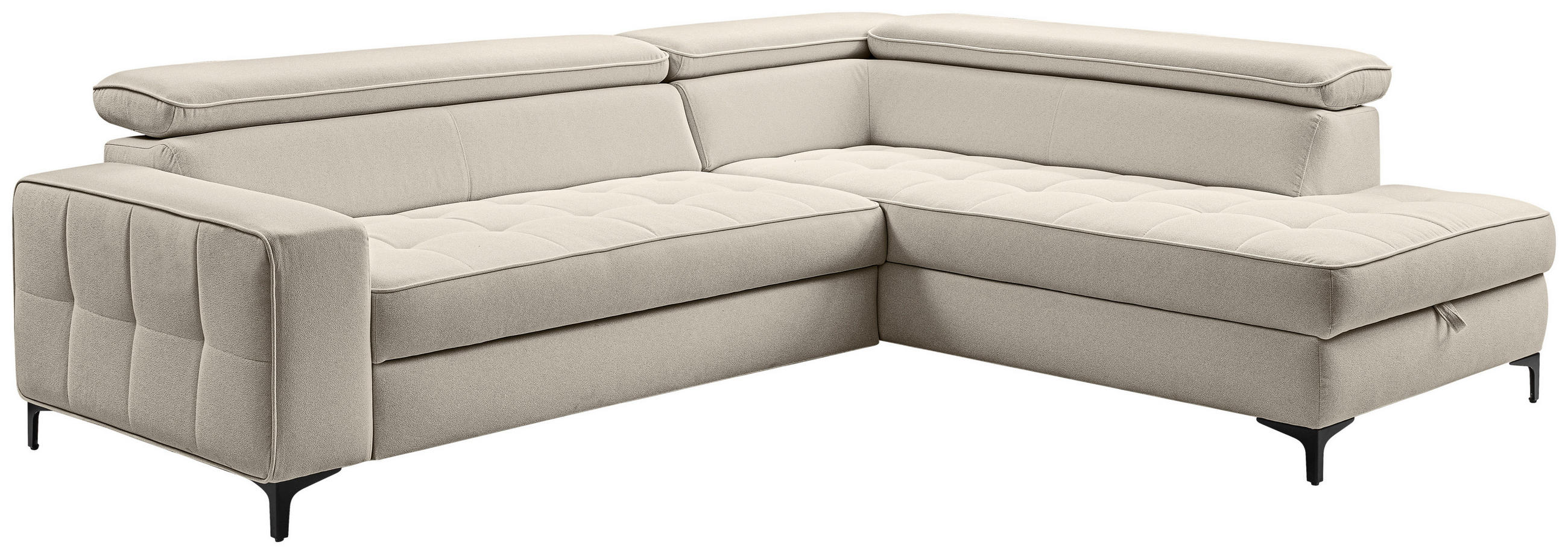 ECKSOFA  in Struktur Grau  251/203 cm  - Schwarz/Grau, Design, Textil/Metall (251/203cm) - MID.YOU