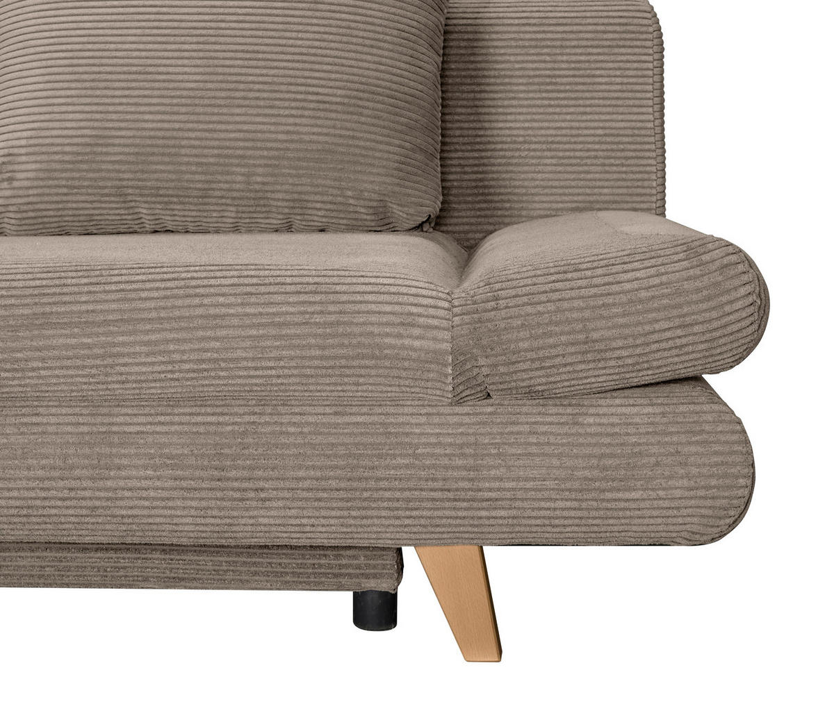 SCHLAFSOFA  mit Schlafen auf Sitzhöhe, haustierfreundlicher Bezug Cord Taupe  - Taupe/Buchefarben, KONVENTIONELL, Holz/Textil (200/75/85cm) - Carryhome