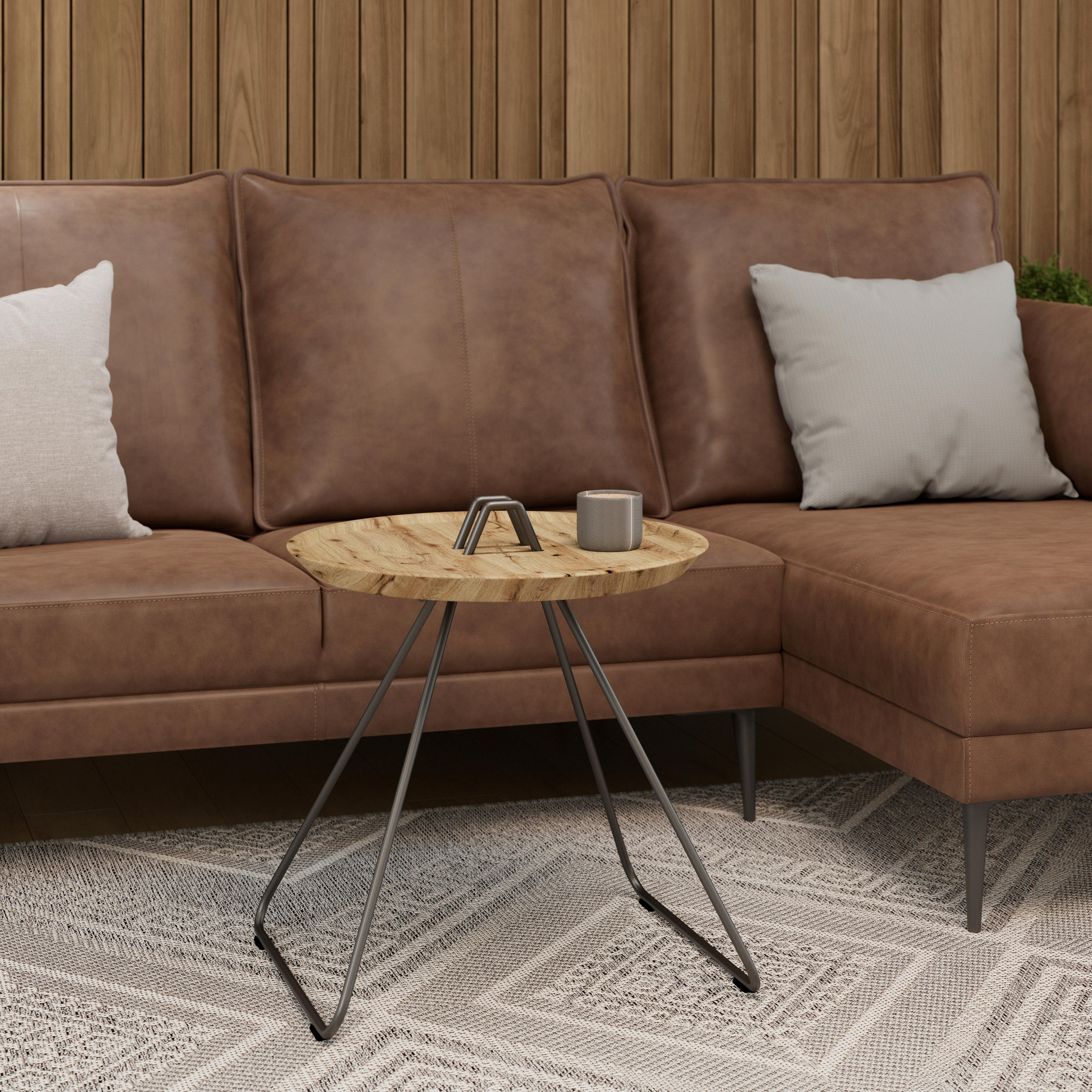 BEISTELLTISCH 55,6/51,2/50 cm Wildeiche Wildeiche rund  - Wildeiche/Anthrazit, Design, Holz/Metall (55,6/51,2/50cm) - Voglauer